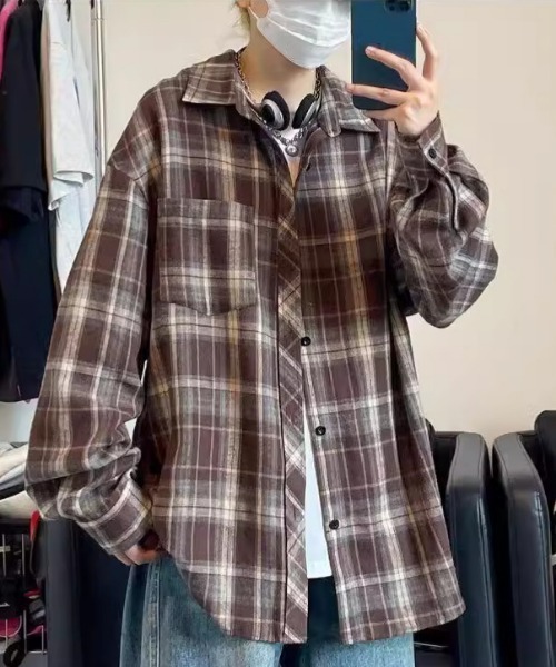 MGV（エムジーヴィー）の「オンブレチェックシャツ（シャツ/ブラウス・メンズ・ブラウン/ネイビー・MEDIUM/LARGE/X-LARGE）」の8枚目の写真