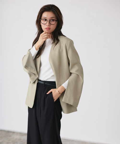 2wayスリーブノーカラージャケット（ノーカラージャケット