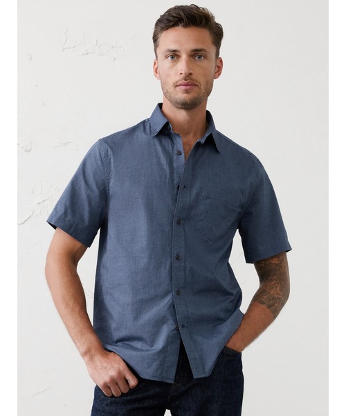 BANANA REPUBLIC FACTORY STORE(バナナリパブリック ファクトリーストア)の「BANANA REPUBLIC FACTORY STORE 半袖ソフトウォッシュ コットンシャツ(シャツ/ブラウス・メンズ・オレンジ系その他/ホワイト×ネイビー/ホワイト系その他/レッド/ピンク/ネイビー・S/XL/L/M)」の4枚目の写真