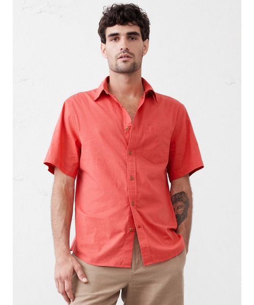 BANANA REPUBLIC FACTORY STORE(バナナリパブリック ファクトリーストア)の「BANANA REPUBLIC FACTORY STORE 半袖ソフトウォッシュ コットンシャツ(シャツ/ブラウス・メンズ・オレンジ系その他/ホワイト×ネイビー/ホワイト系その他/レッド/ピンク/ネイビー・S/XL/L/M)」の6枚目の写真