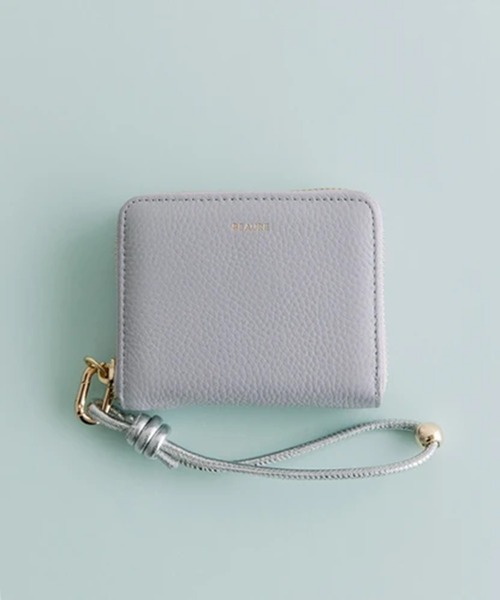 Beau're（ヴュレ）の「【BEAURE】カウレザー ハンドストラップ付きバイカラーラウンドミニウォレット B-24096（財布・レディース・ブラック/シルバー/ゴールド/アイボリー/グレイッシュベージュ/ライトピンク/イエロー/パープル/ブルー・FREE）」の5枚目の写真