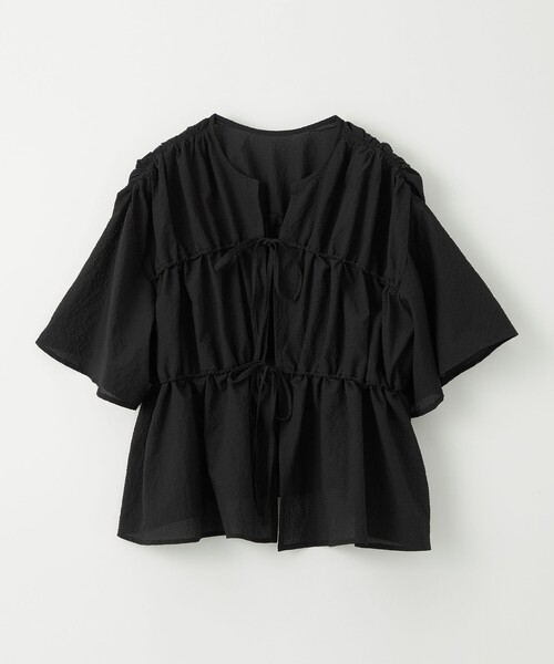 EMMEL REFINES(エメルリファインズ)の「<EMMEL REFINES>EM カラミタンブラー リボンギャザー ブラウス(シャツ/ブラウス・レディース・ホワイト/ブラック/ライトブルー・FREE)」の3枚目の写真