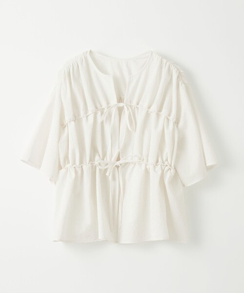 EMMEL REFINES＞EM カラミタンブラー リボンギャザー ブラウス（シャツ