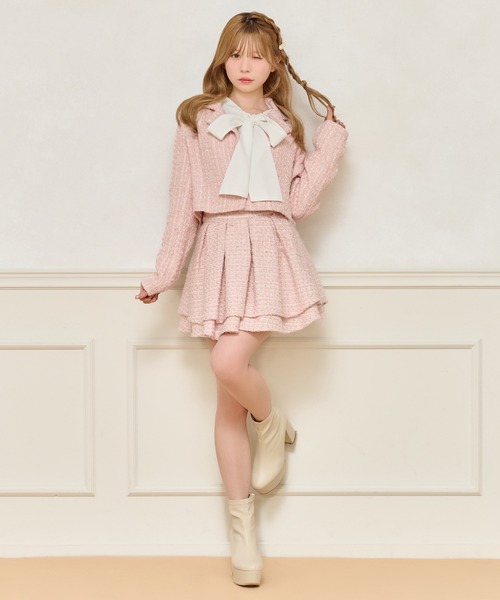 apres jour ツイードショートジャケット　ツイードミニワンピース アプレジュール ツイードミニワンピース ショートジャケット アプレ