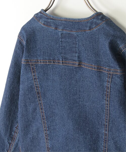 ikka（イッカ）の「【メディア紹介商品】デニムノーカラーGジャン（110~160cm）【親子コーデ】（デニムジャケット・キッズ・ダークネイビー・S/M/L/XL/XS）」の21枚目の写真