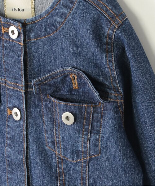 ikka（イッカ）の「【メディア紹介商品】デニムノーカラーGジャン（110~160cm）【親子コーデ】（デニムジャケット・キッズ・ダークネイビー・S/M/L/XL/XS）」の20枚目の写真