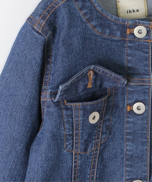 ikka（イッカ）の「【メディア紹介商品】デニムノーカラーGジャン（110~160cm）【親子コーデ】（デニムジャケット・キッズ・ダークネイビー・S/M/L/XL/XS）」の19枚目の写真