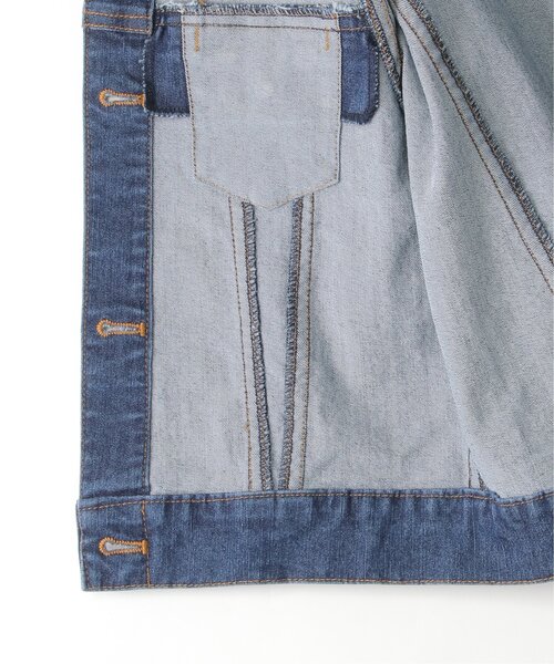 ikka（イッカ）の「【メディア紹介商品】デニムノーカラーGジャン（110~160cm）【親子コーデ】（デニムジャケット・キッズ・ダークネイビー・S/M/L/XL/XS）」の17枚目の写真