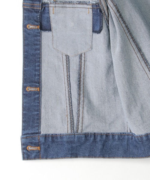 ikka（イッカ）の「【メディア紹介商品】デニムノーカラーGジャン（110~160cm）【親子コーデ】（デニムジャケット・キッズ・ダークネイビー・S/M/L/XL/XS）」の13枚目の写真