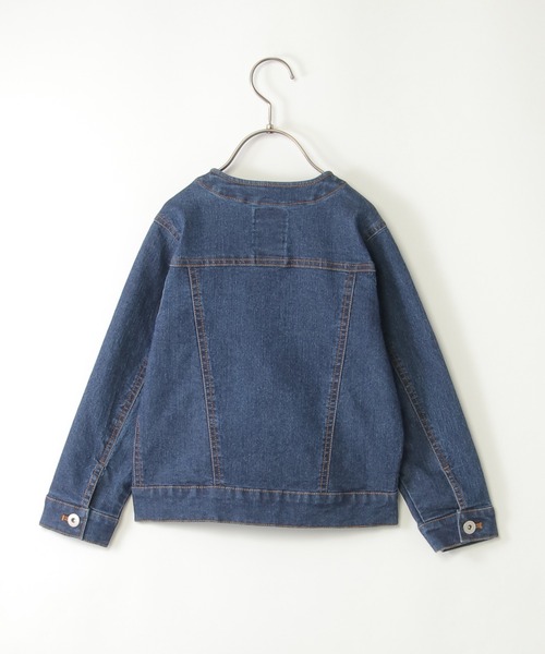 ikka（イッカ）の「【メディア紹介商品】デニムノーカラーGジャン（110~160cm）【親子コーデ】（デニムジャケット・キッズ・ダークネイビー・S/M/L/XL/XS）」の3枚目の写真