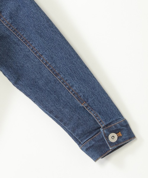 ikka（イッカ）の「【メディア紹介商品】デニムノーカラーGジャン（110~160cm）【親子コーデ】（デニムジャケット・キッズ・ダークネイビー・S/M/L/XL/XS）」の7枚目の写真