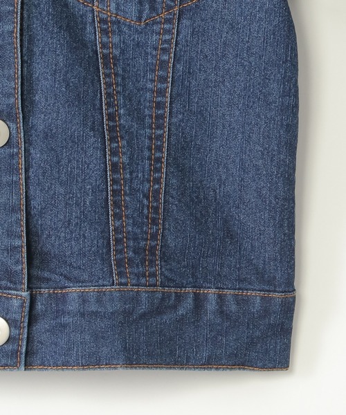 ikka（イッカ）の「【メディア紹介商品】デニムノーカラーGジャン（110~160cm）【親子コーデ】（デニムジャケット・キッズ・ダークネイビー・S/M/L/XL/XS）」の8枚目の写真