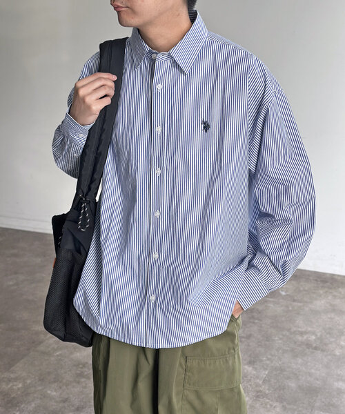 CPCM（シーピーシーエム）の「【U.S. POLO ASSN.】1P刺繍長袖シャツ（シャツ/ブラウス・レディース・ネイビー/ブルー/ブラック/ダークブルー・MEDIUM/LARGE）」の4枚目の写真