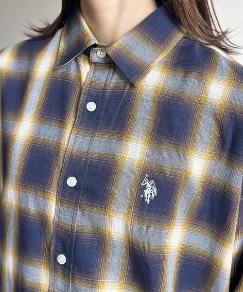CPCM（シーピーシーエム）の「【U.S. POLO ASSN.】1P刺繍長袖シャツ（シャツ/ブラウス・レディース・ネイビー/ブルー/ブラック/ダークブルー・MEDIUM/LARGE）」の9枚目の写真
