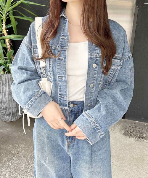 INGNI（イング）の「クロップド丈カットオフGジャン（デニムジャケット・レディース・ブルー系その他/ブルー系その他3/グレー・M）」の15枚目の写真