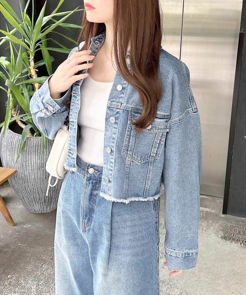 INGNI（イング）の「クロップド丈カットオフGジャン（デニムジャケット・レディース・ブルー系その他/ブルー系その他3/グレー・M）」の17枚目の写真