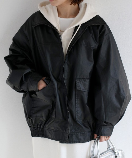 cepo（セポ）の「ウォッシャブルA2タイプジップブルゾン（ブルゾン・レディース・ベージュ/ブラック・M）」の2枚目の写真