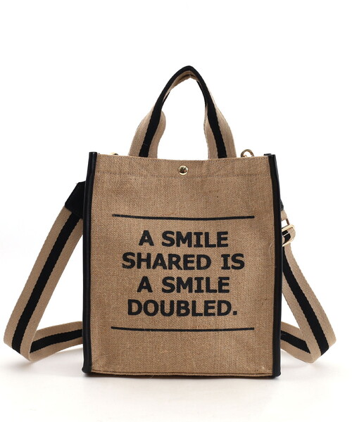 COOCO(クーコ)の「SMILEY テープハンドルリネン2WAYト-トバッグ(ハンドバッグ・レディース・ホワイト/シルバー/イエロー/グリーン/ブラック・FREE)」の3枚目の写真