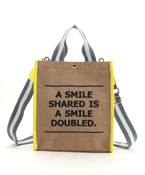 COOCO(クーコ)の「SMILEY テープハンドルリネン2WAYト-トバッグ(ハンドバッグ・レディース・ホワイト/シルバー/イエロー/グリーン/ブラック・FREE)」の8枚目の写真