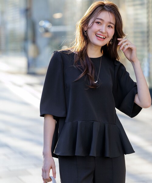 ANY SIS（エニィスィス）の「コンフォートイージーペプラム  ブラウス（シャツ/ブラウス・レディース・オレンジ系/ブラック系/ライトイエロー系/アイボリー系・2）」の7枚目の写真