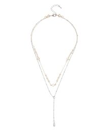 MERCURYDUO | 2WAYドロップパールダブルチェーンネックレス(ネックレス)