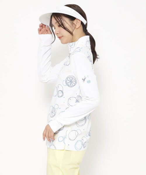 adabat（アダバット）の「UVカット/吸水速乾 バブルプリントハーフジッププルオーバー（Tシャツ/カットソー・レディース・サックスブルー系/ネイビー系・40/38/36/42）」の3枚目の写真