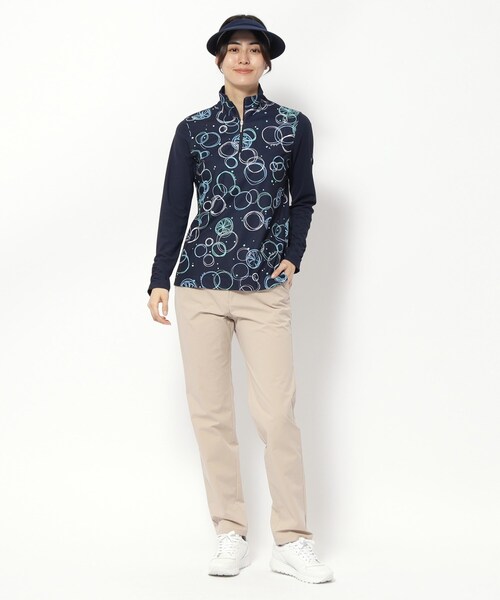 adabat（アダバット）の「UVカット/吸水速乾 バブルプリントハーフジッププルオーバー（Tシャツ/カットソー・レディース・サックスブルー系/ネイビー系・40/38/36/42）」の15枚目の写真