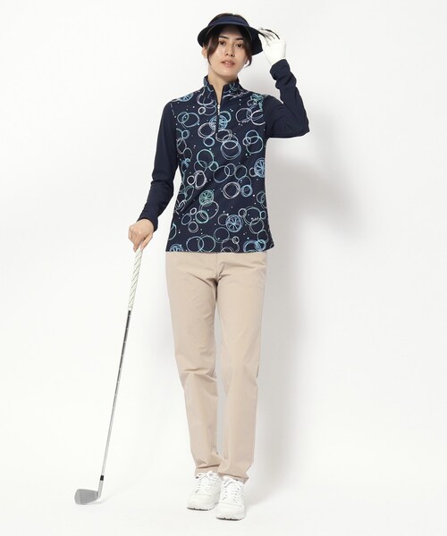 adabat（アダバット）の「UVカット/吸水速乾 バブルプリントハーフジッププルオーバー（Tシャツ/カットソー・レディース・サックスブルー系/ネイビー系・40/38/36/42）」の14枚目の写真