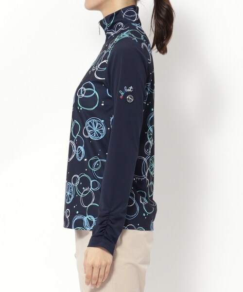adabat（アダバット）の「UVカット/吸水速乾 バブルプリントハーフジッププルオーバー（Tシャツ/カットソー・レディース・サックスブルー系/ネイビー系・40/38/36/42）」の11枚目の写真