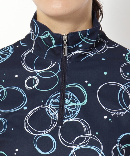 adabat（アダバット）の「UVカット/吸水速乾 バブルプリントハーフジッププルオーバー（Tシャツ/カットソー・レディース・サックスブルー系/ネイビー系・40/38/36/42）」の9枚目の写真