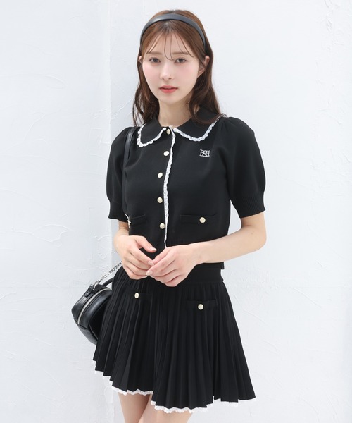 one after another NICE CLAUP（ワンアフターアナザーナイスクラップ）の「【新色追加！】ポロ襟半袖ニットセットアップ（ワンピース・レディース・グレー/ホワイト/ブラック/ネイビー/アイボリー・FREE）」の20枚目の写真