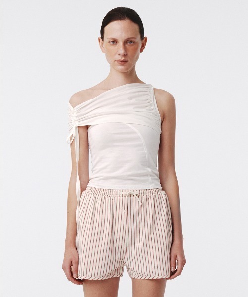 再入荷のおすすめ最新情報 Kijun/キジュン Shirring ワンショルダー Top Shoulder One トップス