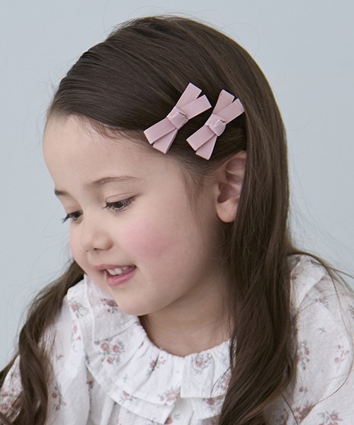 petit main（プティマイン）の「リボンヘアクリップ2P（バレッタ/ヘアクリップ・キッズ・アイボリー/サックスブルー/レッド/ピンク/ネイビー・F）」の2枚目の写真