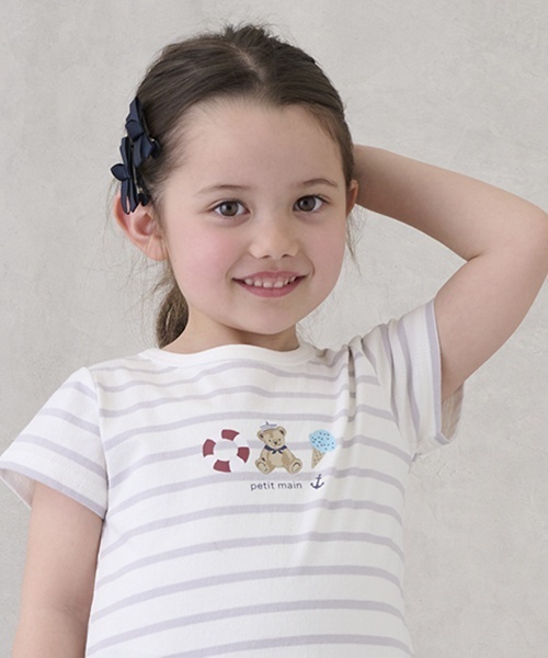 petit main（プティマイン）の「リボンヘアクリップ2P（バレッタ/ヘアクリップ・キッズ・アイボリー/サックスブルー/レッド/ピンク/ネイビー・F）」の21枚目の写真