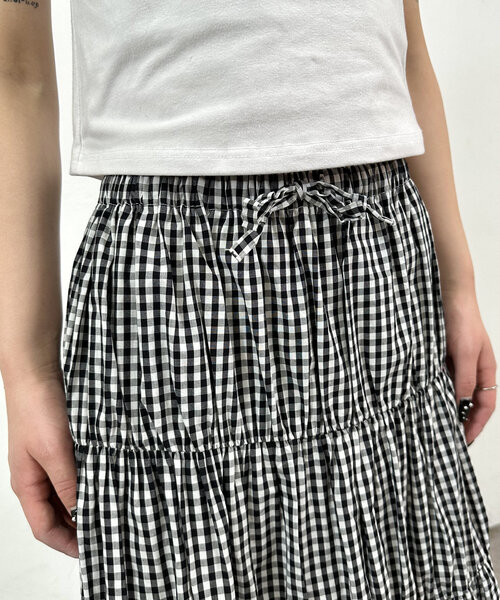 WHO'S WHO gallery（フーズフーギャラリー）の「ギャザーロングスカート（スカート・レディース・ブラック/ホワイト/ネイビー・FREE）」の9枚目の写真