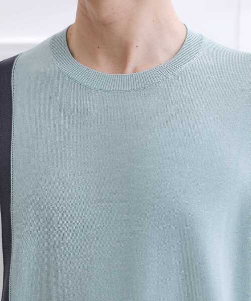 TAKEO KIKUCHI（タケオキクチ）の「カラーブロッキング プルオーバー ニット（ニット/セーター・メンズ・ライトグレー系4/グリーン系5/レッド系/ブラウン系5・01/02/03/04）」の20枚目の写真