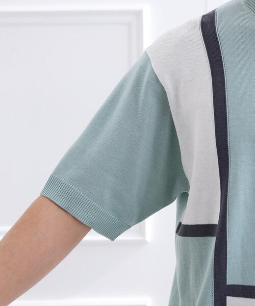 TAKEO KIKUCHI（タケオキクチ）の「カラーブロッキング プルオーバー ニット（ニット/セーター・メンズ・ライトグレー系4/グリーン系5/レッド系/ブラウン系5・01/02/03/04）」の19枚目の写真