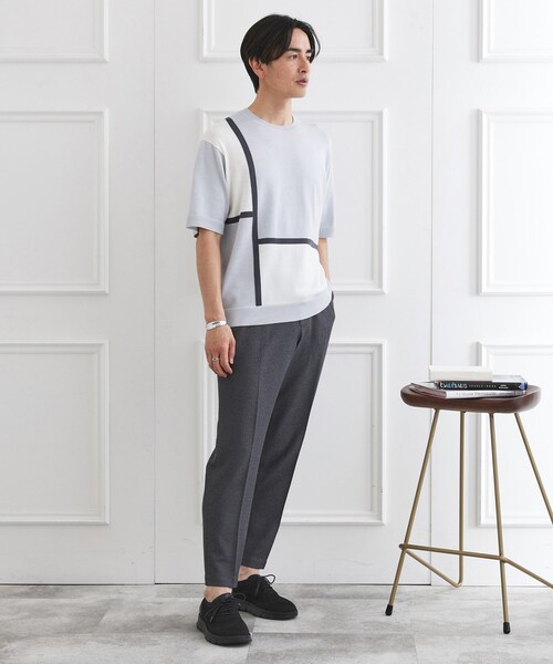 TAKEO KIKUCHI（タケオキクチ）の「カラーブロッキング プルオーバー ニット（ニット/セーター・メンズ・ライトグレー系4/グリーン系5/レッド系/ブラウン系5・01/02/03/04）」の15枚目の写真