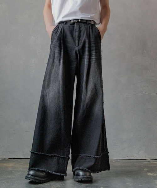 HARE(ハレ)の「クロスフリンジデニムパンツ(HARE)(デニムパンツ・メンズ・ブルー/グレー/ブラック・SMALL/MEDIUM)」の2枚目の写真