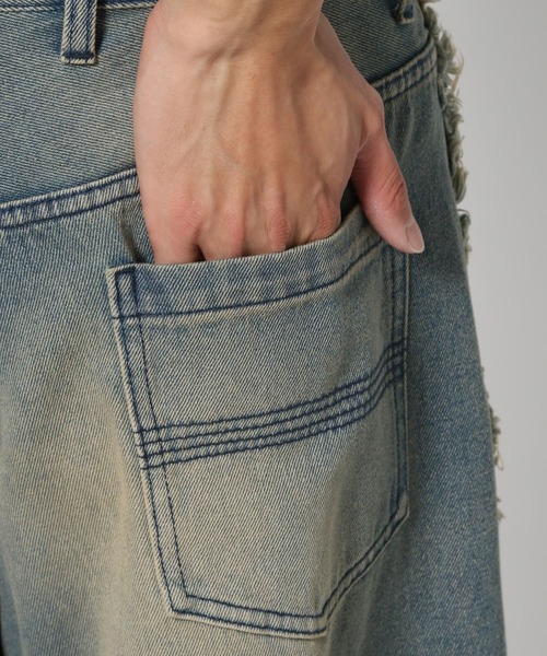 HARE(ハレ)の「クロスフリンジデニムパンツ(HARE)(デニムパンツ・メンズ・ブルー/グレー/ブラック・SMALL/MEDIUM)」の11枚目の写真