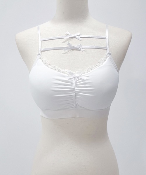 Diable baiser(ディアブルベーゼ)の「【4Lー6L】リボンデザインパット入りキャミトップス(キャミソール・レディース・ブラック/ホワイト・6L/5L/4L)」の8枚目の写真