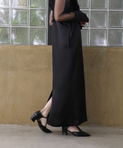 オケージョン/結婚式】フリルトップスサテンキャミワンピースセット