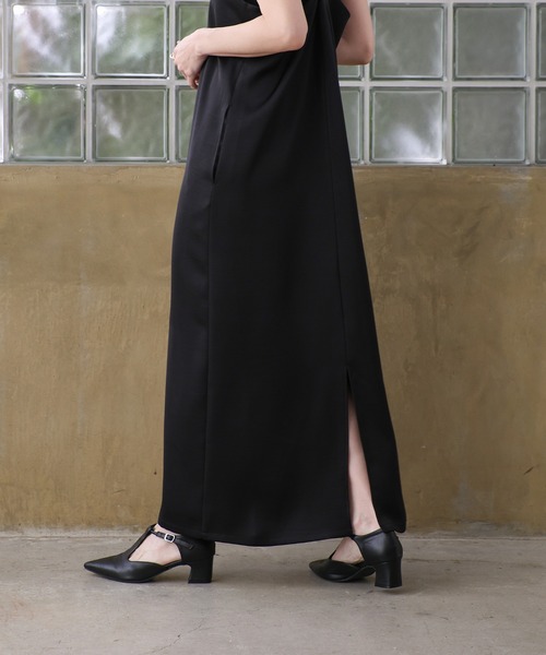 オケージョン/結婚式】フリルトップスサテンキャミワンピースセット