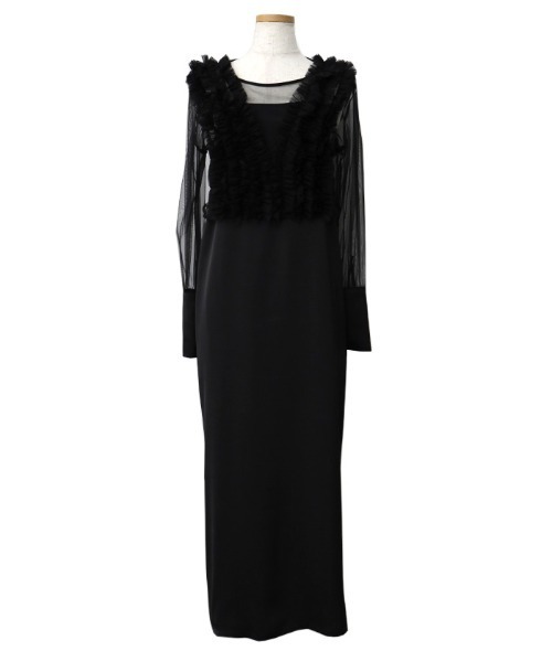 オケージョン/結婚式】フリルトップスサテンキャミワンピースセット