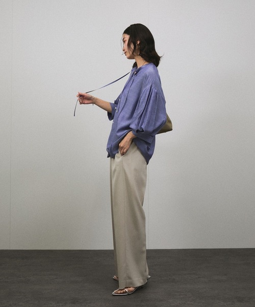 セール】オンブレチェック ボリュームスリーブブラウス（シャツ