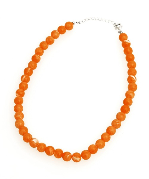 an meets zakka（アンミツザッカ）の「an meets zakka マーブルカラーパールネックレス(40cm)（ネックレス・レディース・ライトブルー/パープル/ブルー/オレンジ/イエロー/ピンク・ONESIZE）」の6枚目の写真