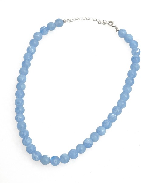 an meets zakka（アンミツザッカ）の「an meets zakka マーブルカラーパールネックレス(40cm)（ネックレス・レディース・ライトブルー/パープル/ブルー/オレンジ/イエロー/ピンク・ONESIZE）」の2枚目の写真