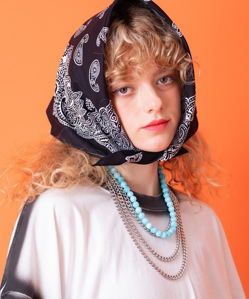 an meets zakka（アンミツザッカ）の「an meets zakka マーブルカラーパールネックレス(40cm)（ネックレス・レディース・ライトブルー/パープル/ブルー/オレンジ/イエロー/ピンク・ONESIZE）」の10枚目の写真