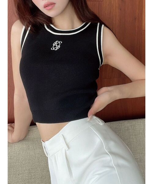 RESEXXY(リゼクシー)の「バイカラーアメスリニット(タンクトップ・レディース・ホワイト/ブラック/ブルー・FREE)」の1枚目の写真