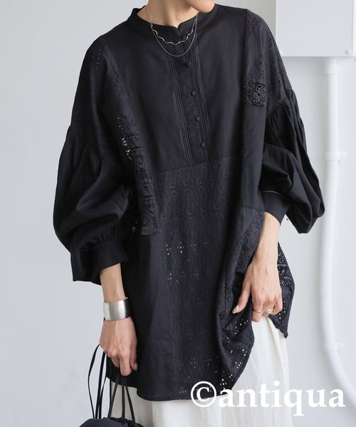 antiqua(アンティカ)の「レースドッキングシャツ(シャツ/ブラウス・レディース・オフホワイト/ブラック・フリー)」の11枚目の写真